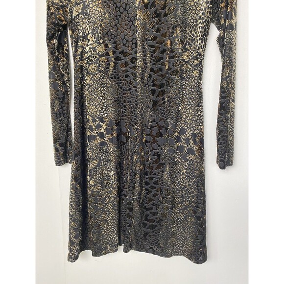 Karen Kane Leopard Print Mini Dress A Line Velvet Burnout Long Sleeve Size S - Picture 15 of 15